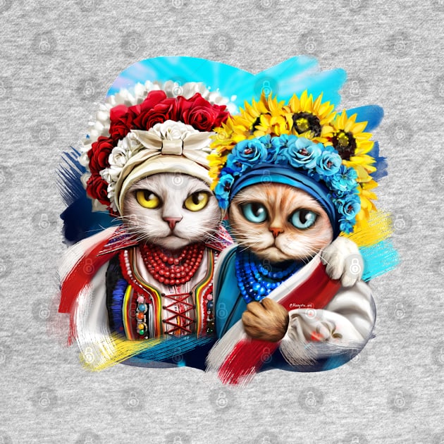 Ukraine and Poland, cat character by Marysha_art